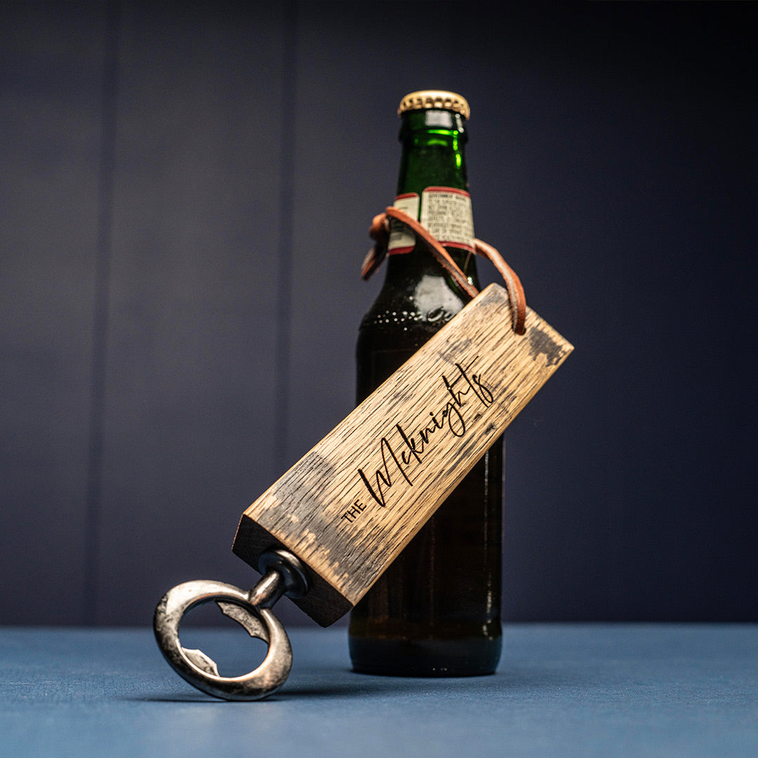 Personalized Bottle Opener Made From Tennessee Whiskey Barrel