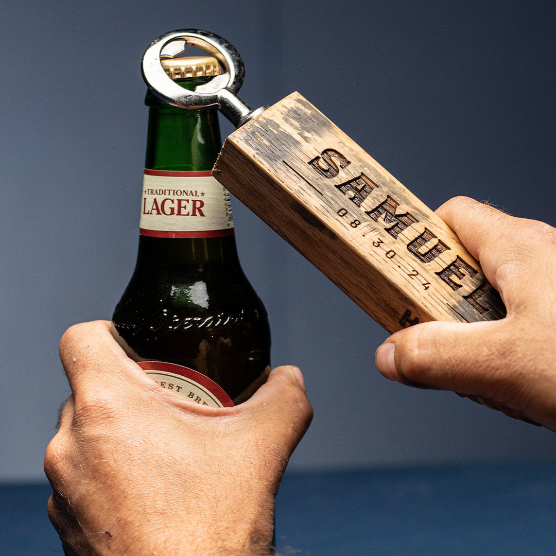 Personalized Bottle Opener Made From Tennessee Whiskey Barrel