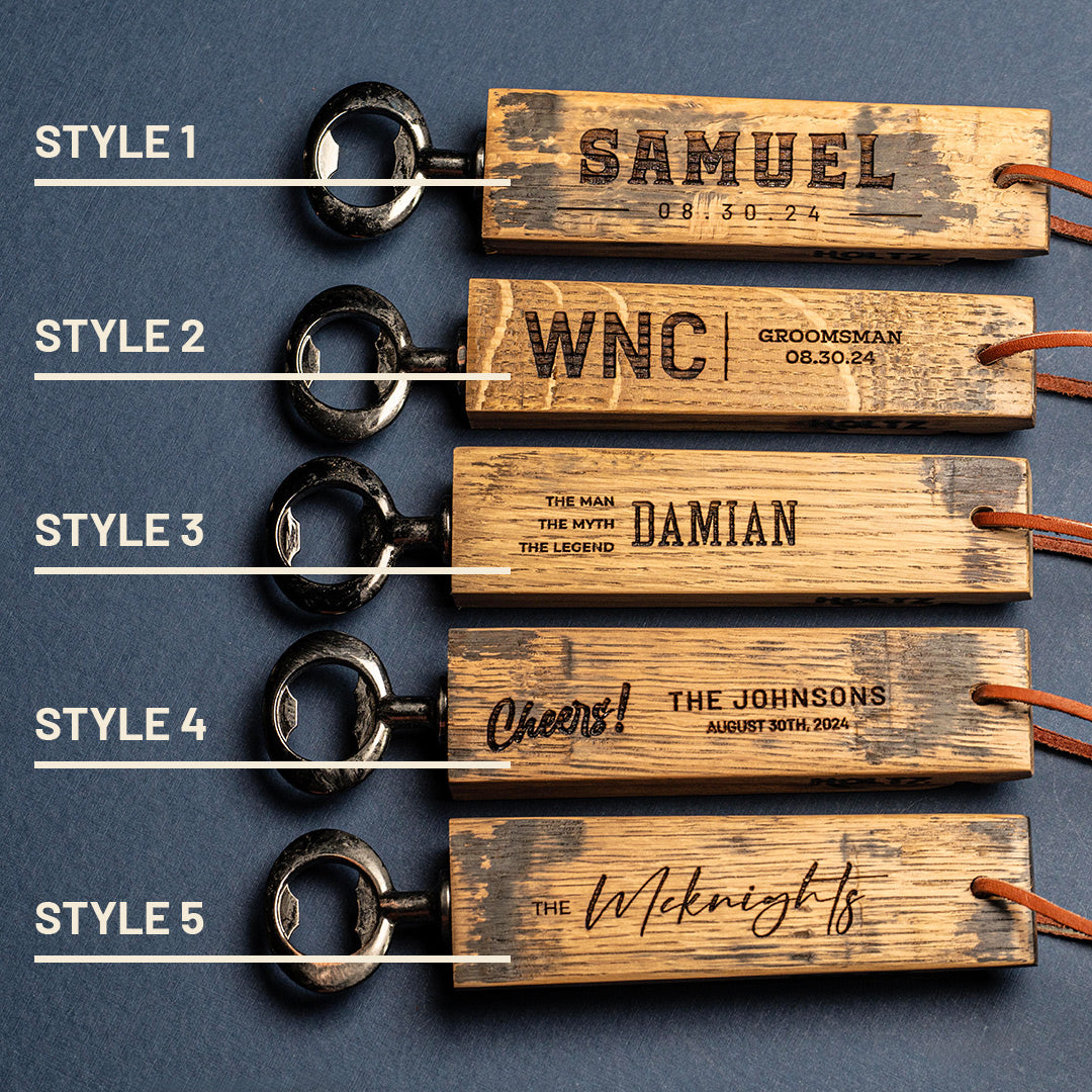 Personalized Bottle Opener Made From Tennessee Whiskey Barrel