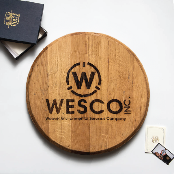 Your Logo + Our Barrel Heads - Tennessee Whiskey Barrel Head Sign - Custom Logo and Corporate Gifting
