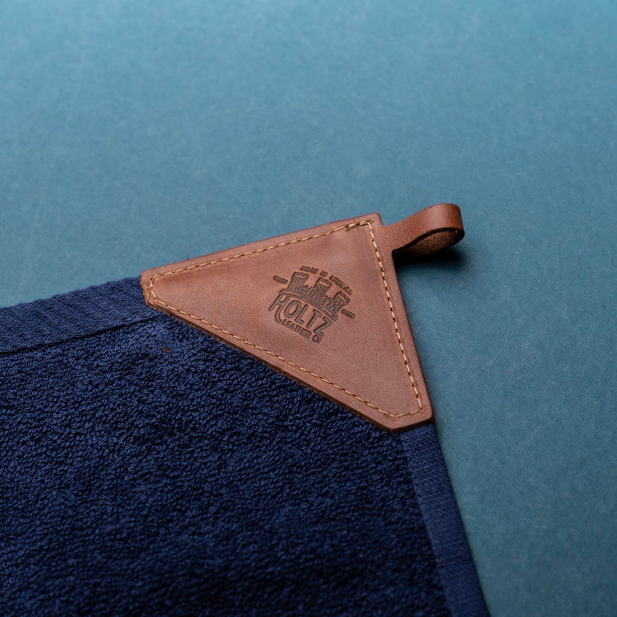 Personalized Fine Leather Tabbed Golf Towel with Magnet & Carabiner