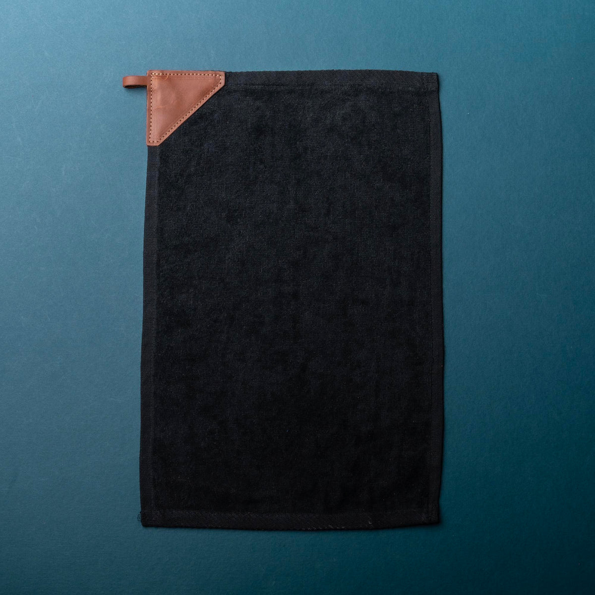 Personalized Fine Leather Tabbed Golf Towel with Magnet & Carabiner