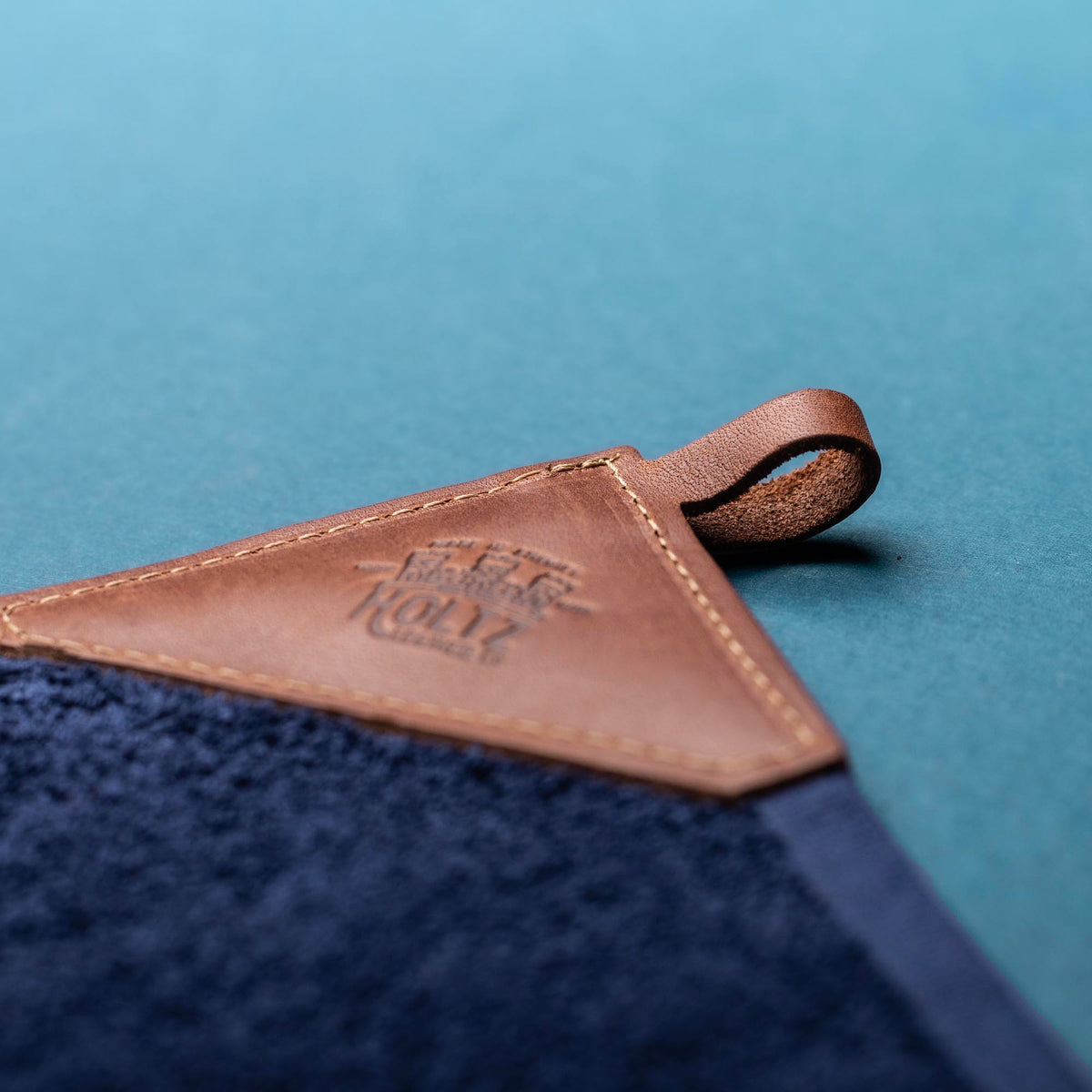 Personalized Fine Leather Tabbed Golf Towel with Magnet & Carabiner