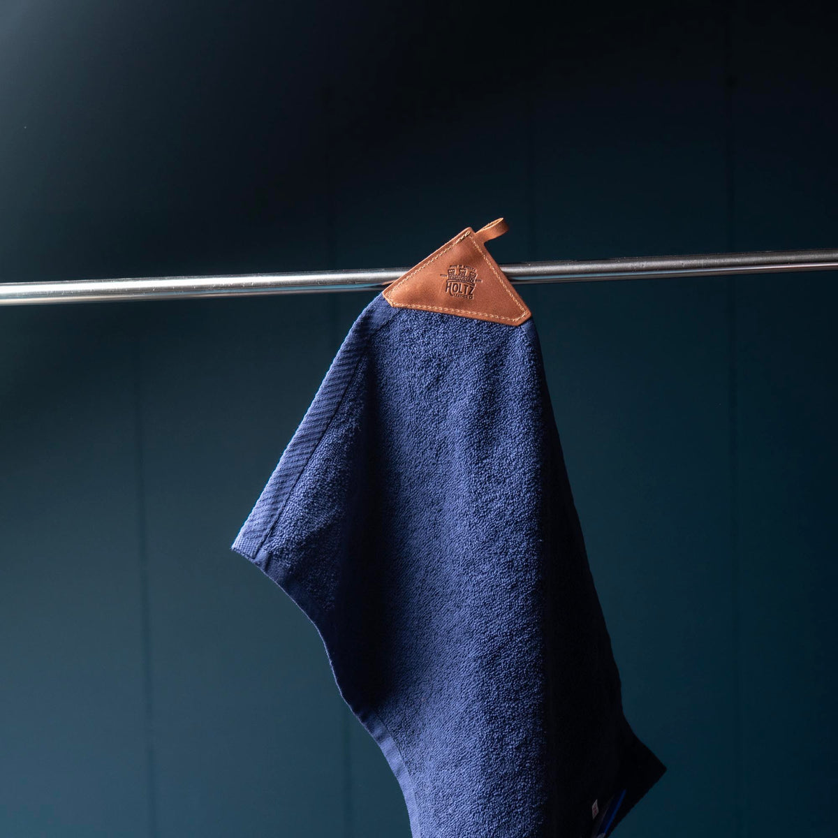 Personalized Fine Leather Tabbed Golf Towel with Magnet & Carabiner