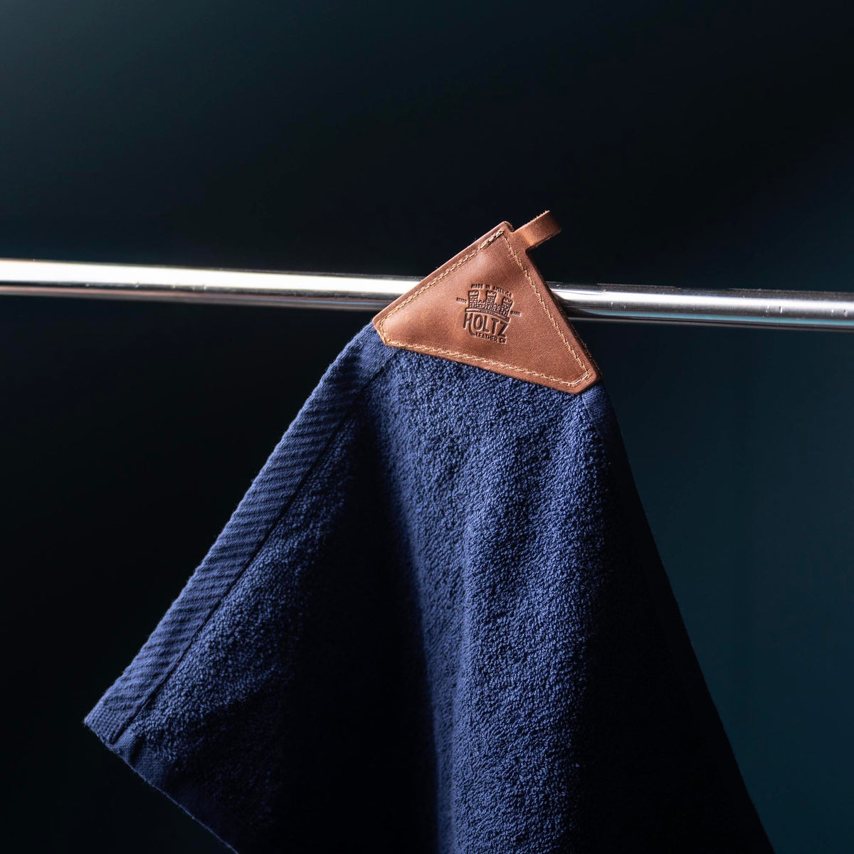 Personalized Fine Leather Tabbed Golf Towel with Magnet & Carabiner