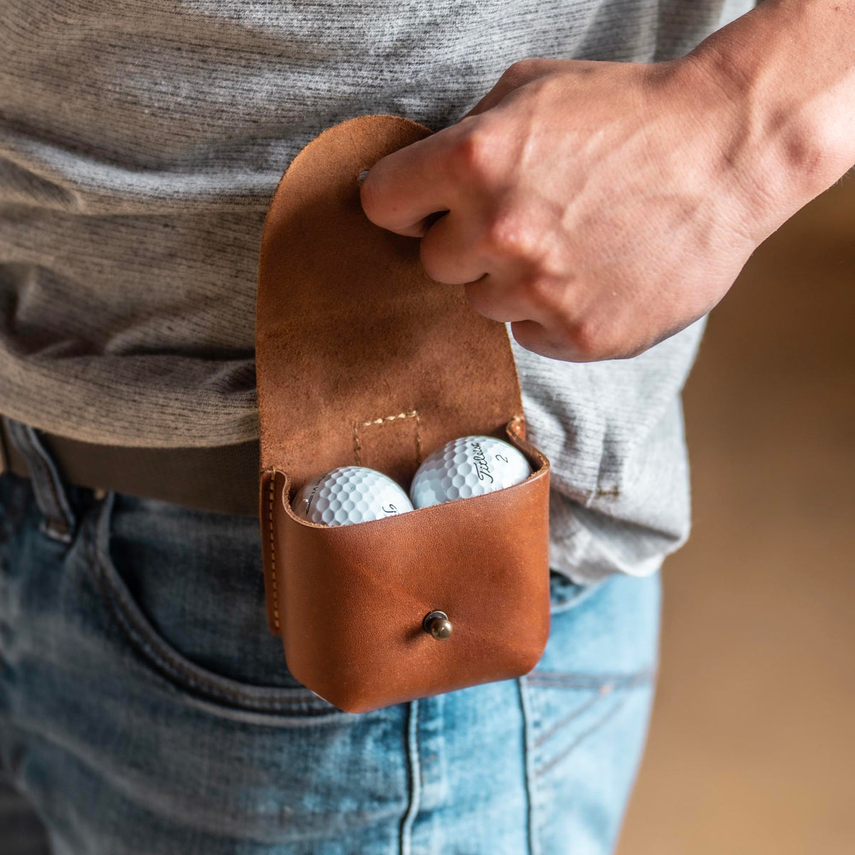 Personalized Fine Leather Golf Ball Holster
