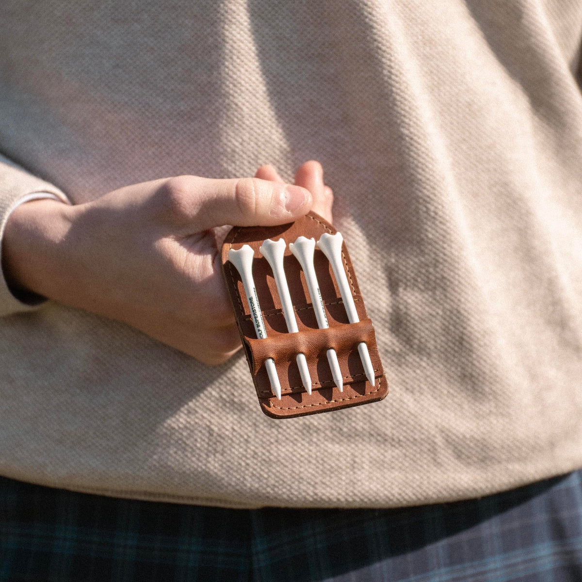 Personalized Fine Leather Golf Bag Tag and Tee Holder