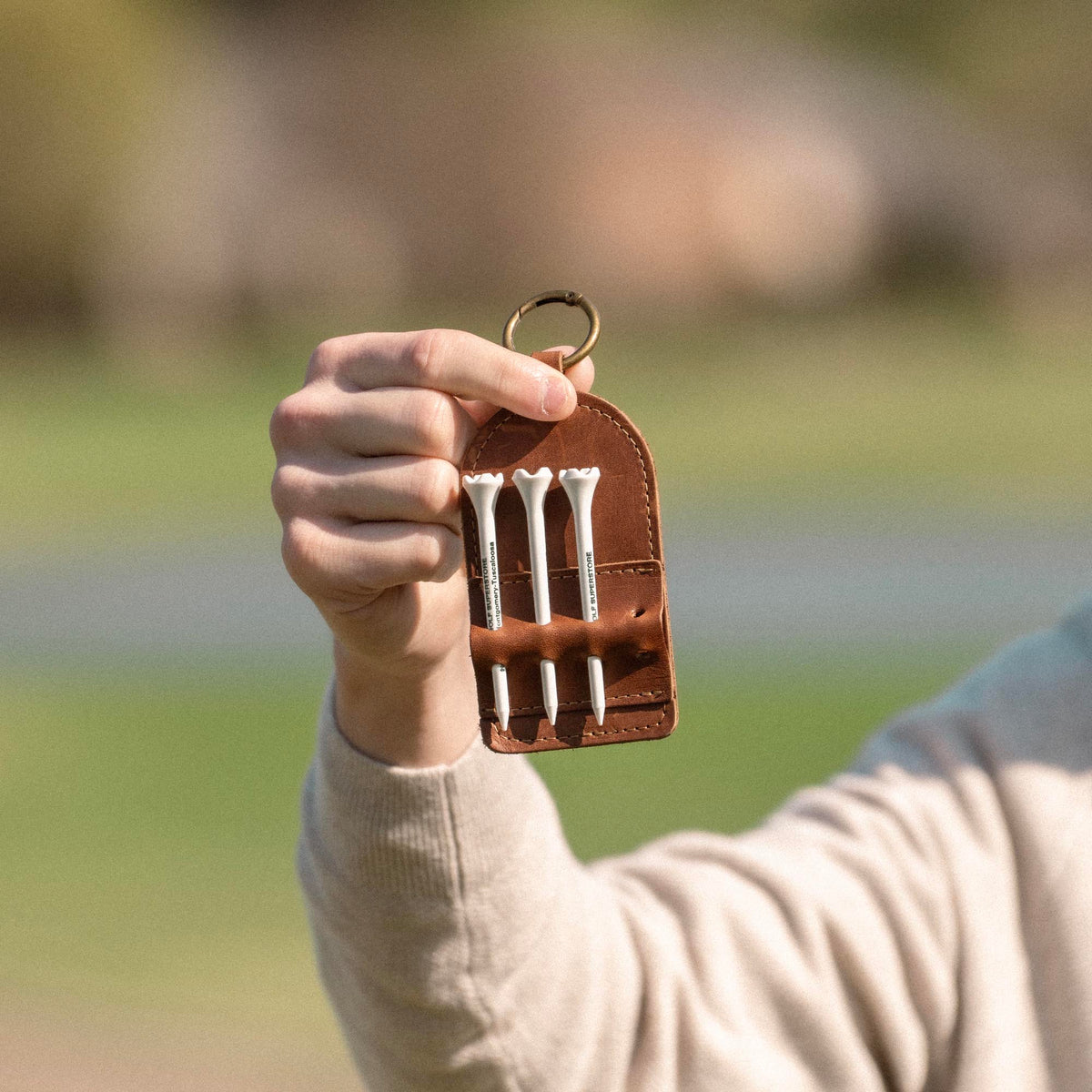 Personalized Fine Leather Golf Bag Tag and Tee Holder