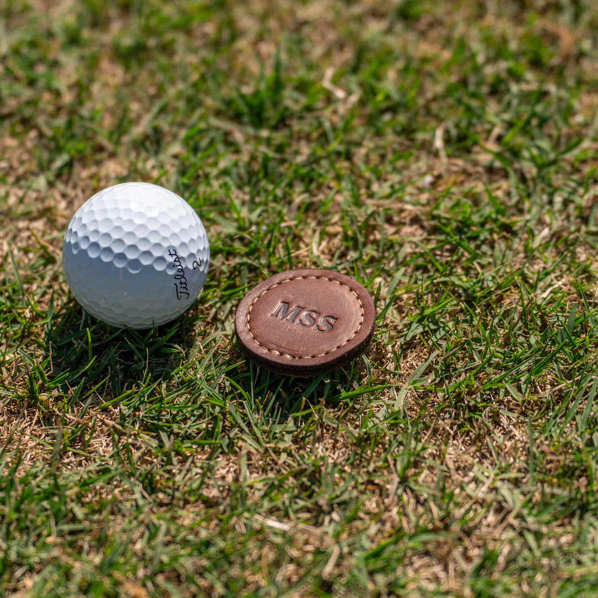 Personalized Fine Leather Golf Ball Markers - Set of 3