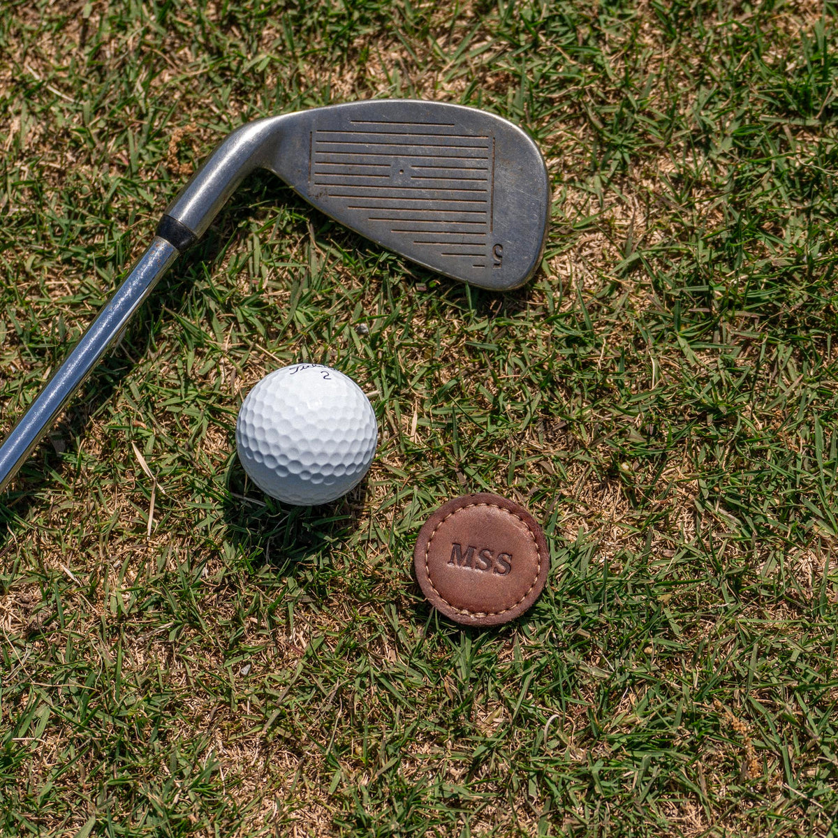 Personalized Fine Leather Golf Ball Markers - Set of 3