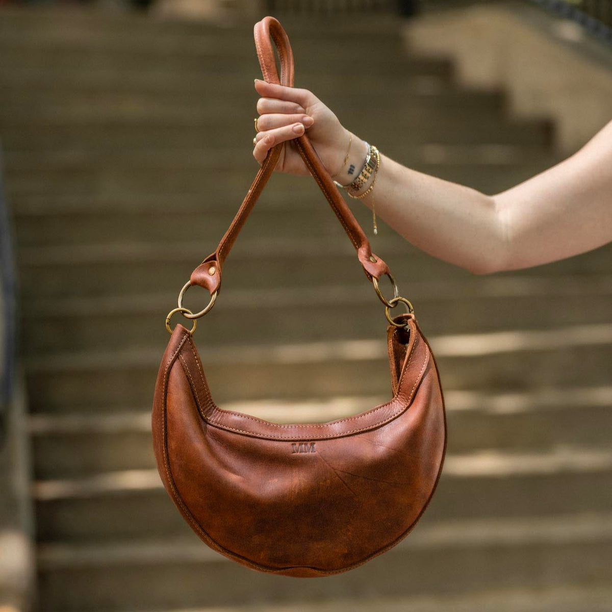 The Luna Fine Leather Crescent Shoulder Bag Purse