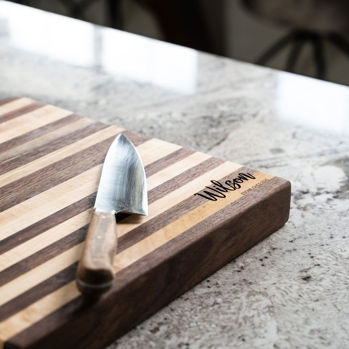 American Maple & Walnut Wood Striped Butcher Block Cutting Board