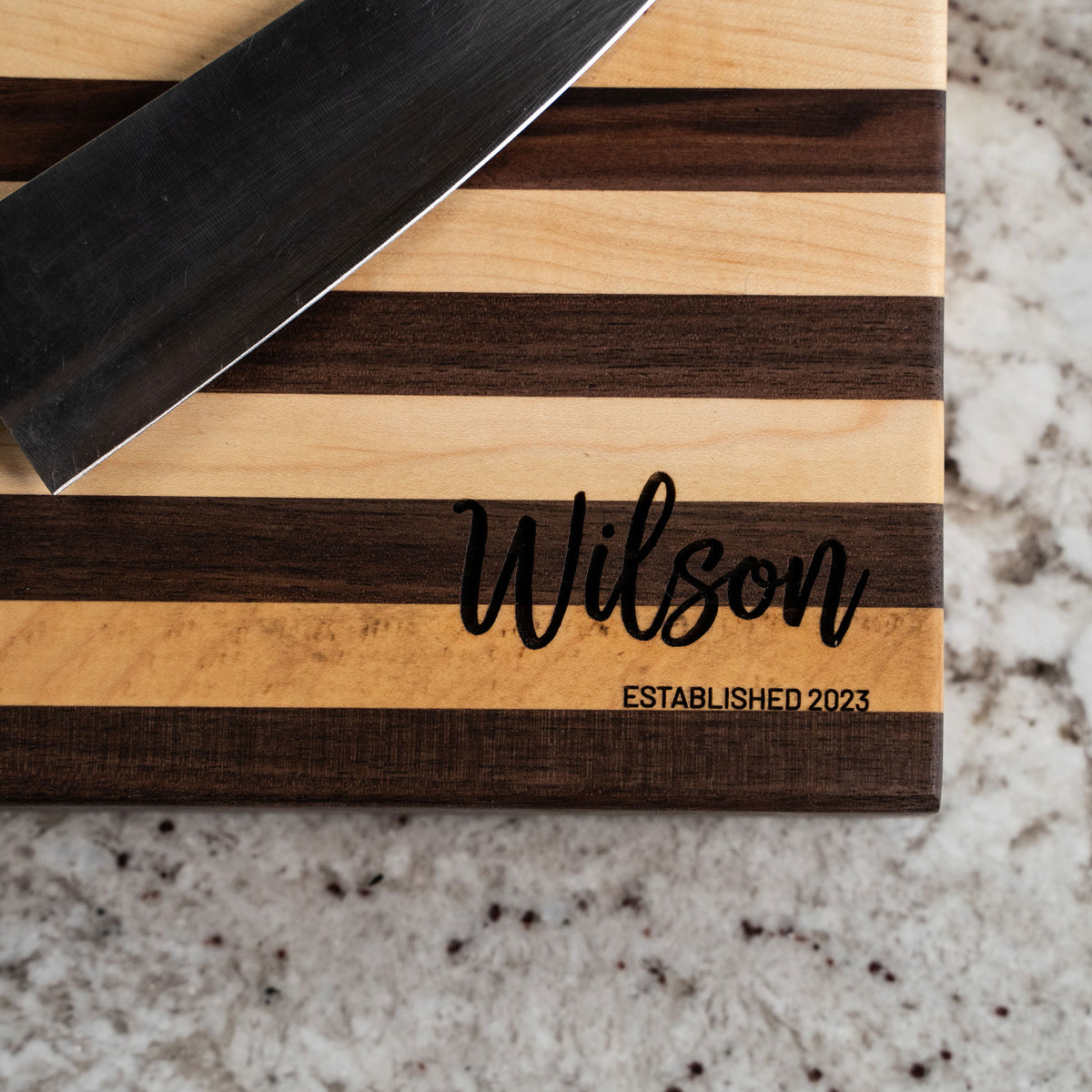 American Maple & Walnut Wood Striped Butcher Block Cutting Board