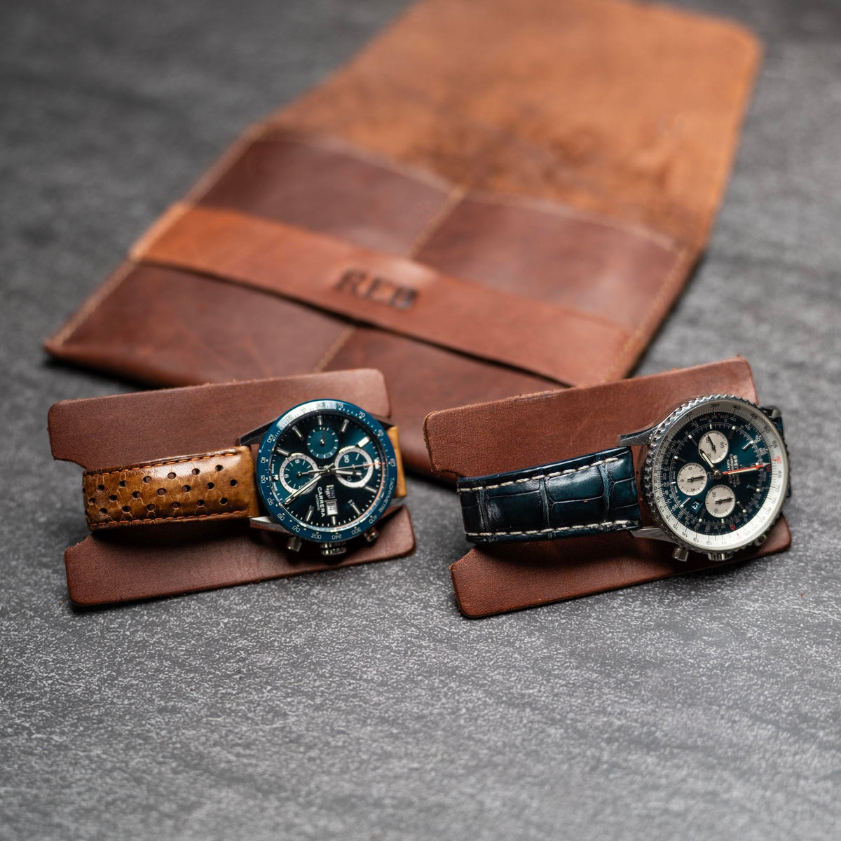 The Meridian - Personalized Full Grain Leather Watch Holder Travel Case