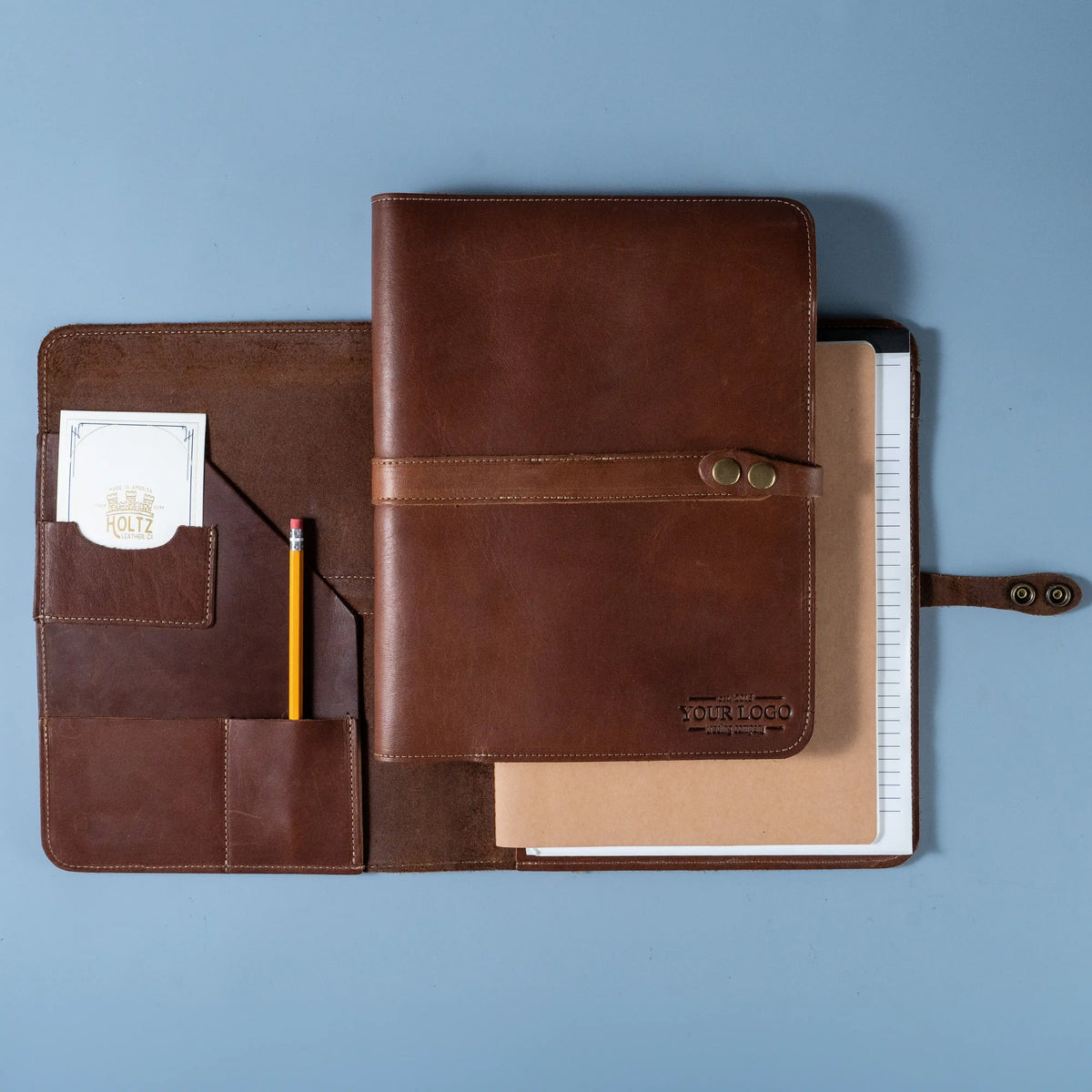 Your Logo + Our Leather - The Vanderbilt 2.0 Fine Leather Portfolio Padfolio - Custom Logo + Corporate Gifting
