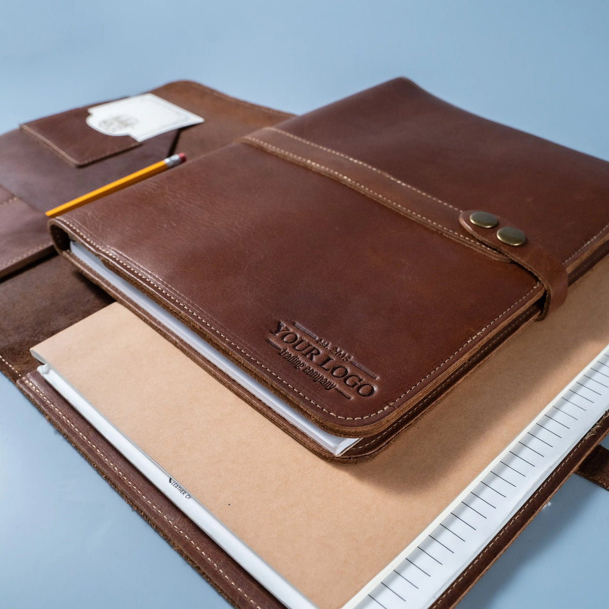 Your Logo + Our Leather - The Vanderbilt 2.0 Fine Leather Portfolio Padfolio - Custom Logo + Corporate Gifting