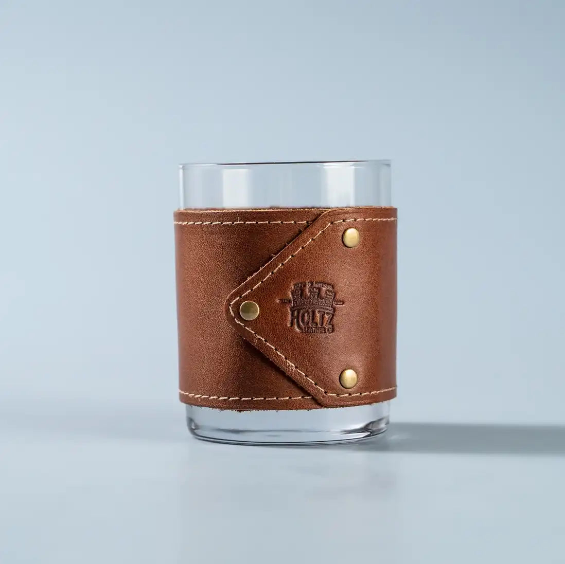 Your Logo + Our Leather - The Gentleman Rocks Glass & Sleeves Set of Two Wraps & Glasses - Custom Logo and Corporate Gifting