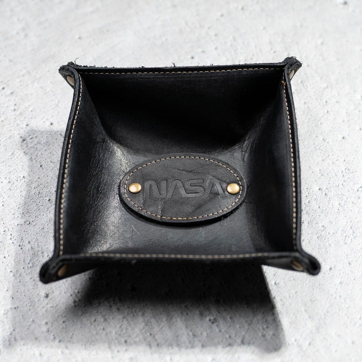The Nasa Monticello Fine Leather Personalized Desk Valet Caddy Tray for Dresser or Office Gift