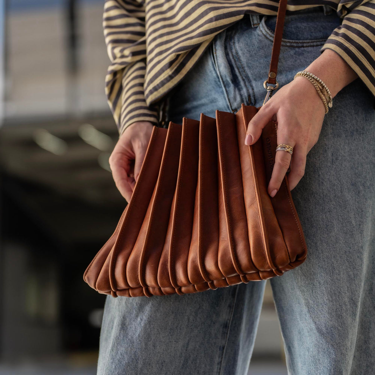 The Kiley Fine Leather Pleated Women's Crossbody Purse and Shoulder Bag