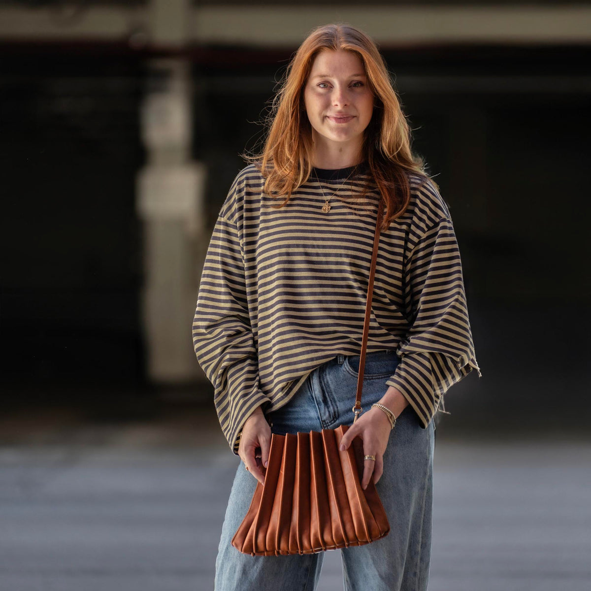 The Kiley Fine Leather Pleated Women's Crossbody Purse and Shoulder Bag