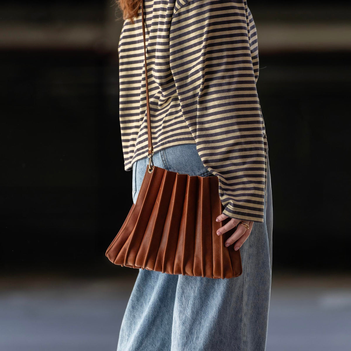 The Kiley Fine Leather Pleated Women's Crossbody Purse and Shoulder Bag