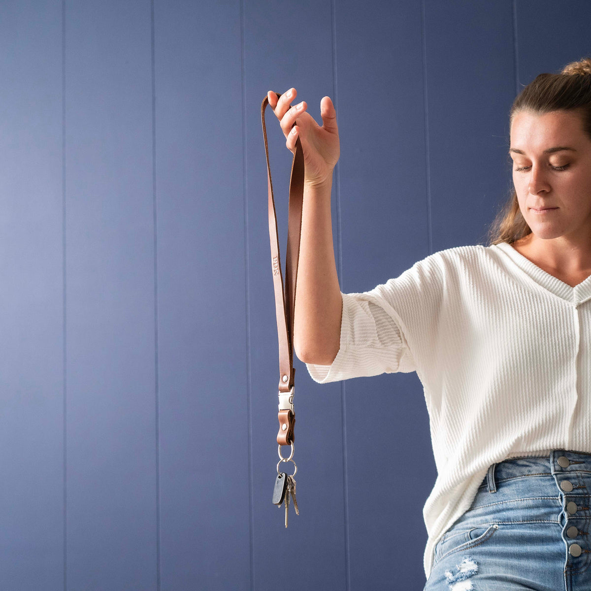 The Engineer – Personalized Fine Leather Lanyard – Badge Holder Keychain