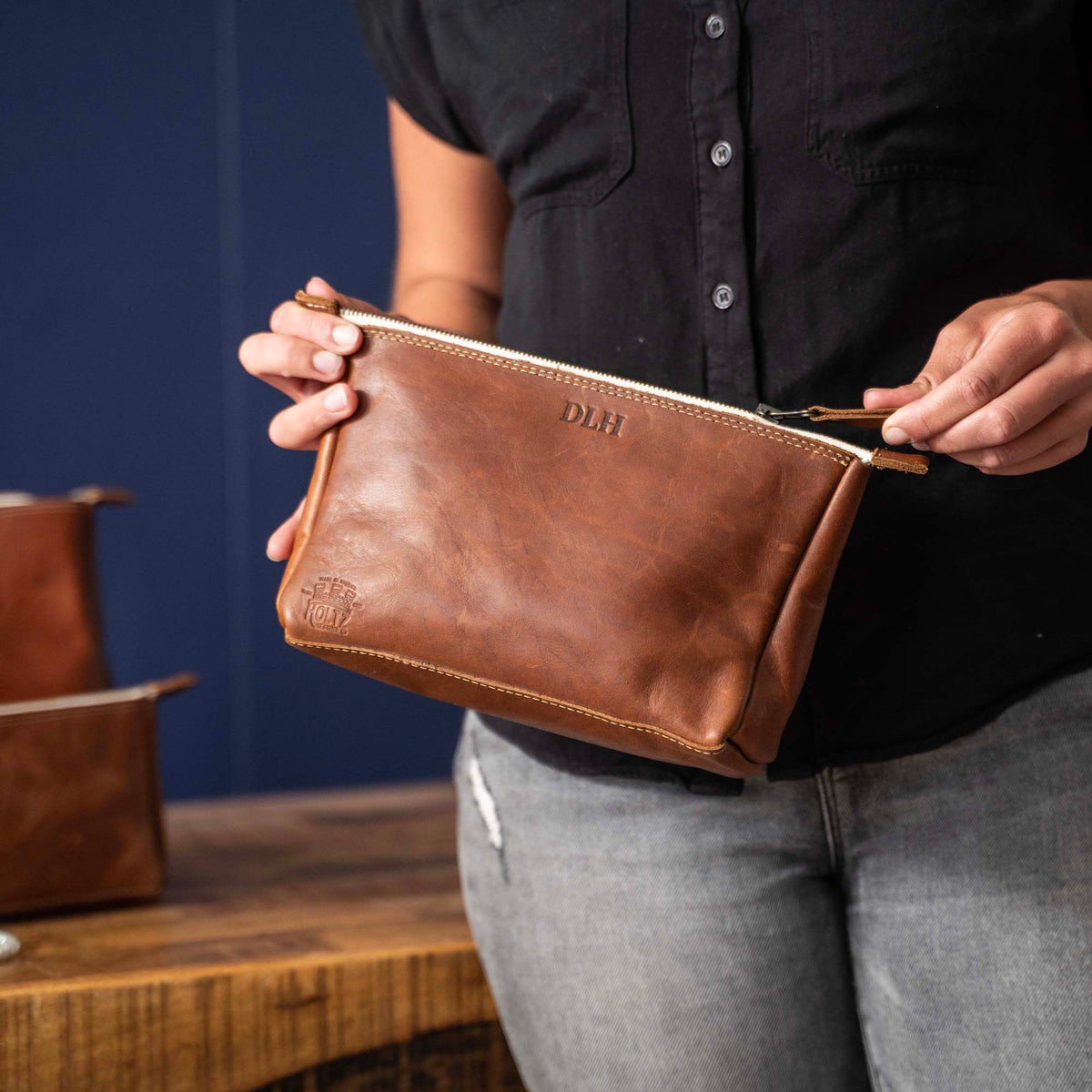 The Audrey Fine Leather Makeup Bag