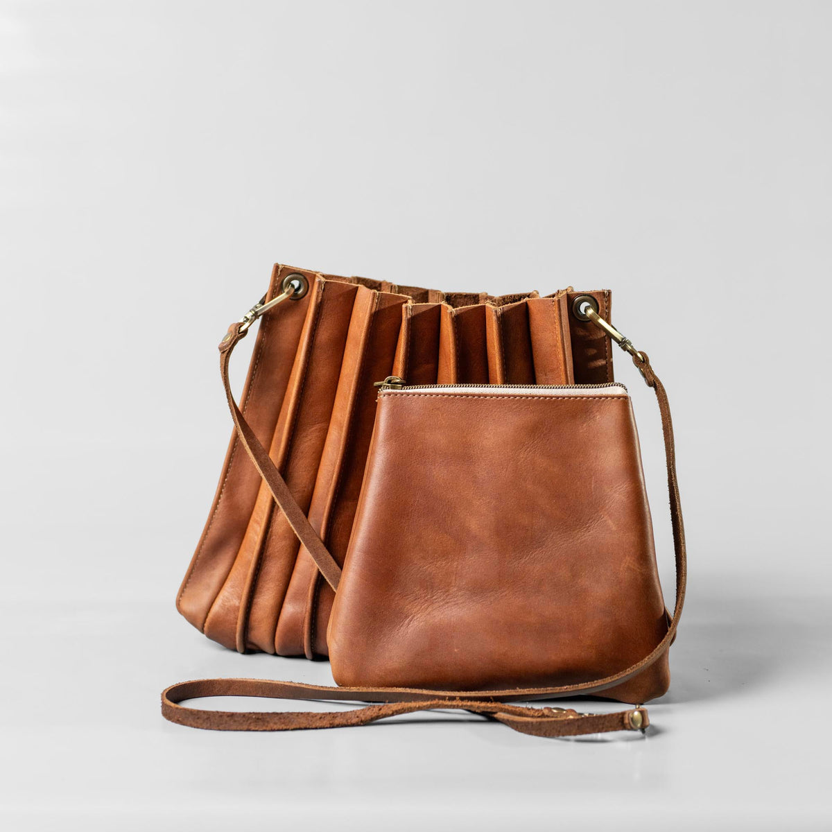 The Kiley Fine Leather Pleated Women's Crossbody Purse and Shoulder Bag