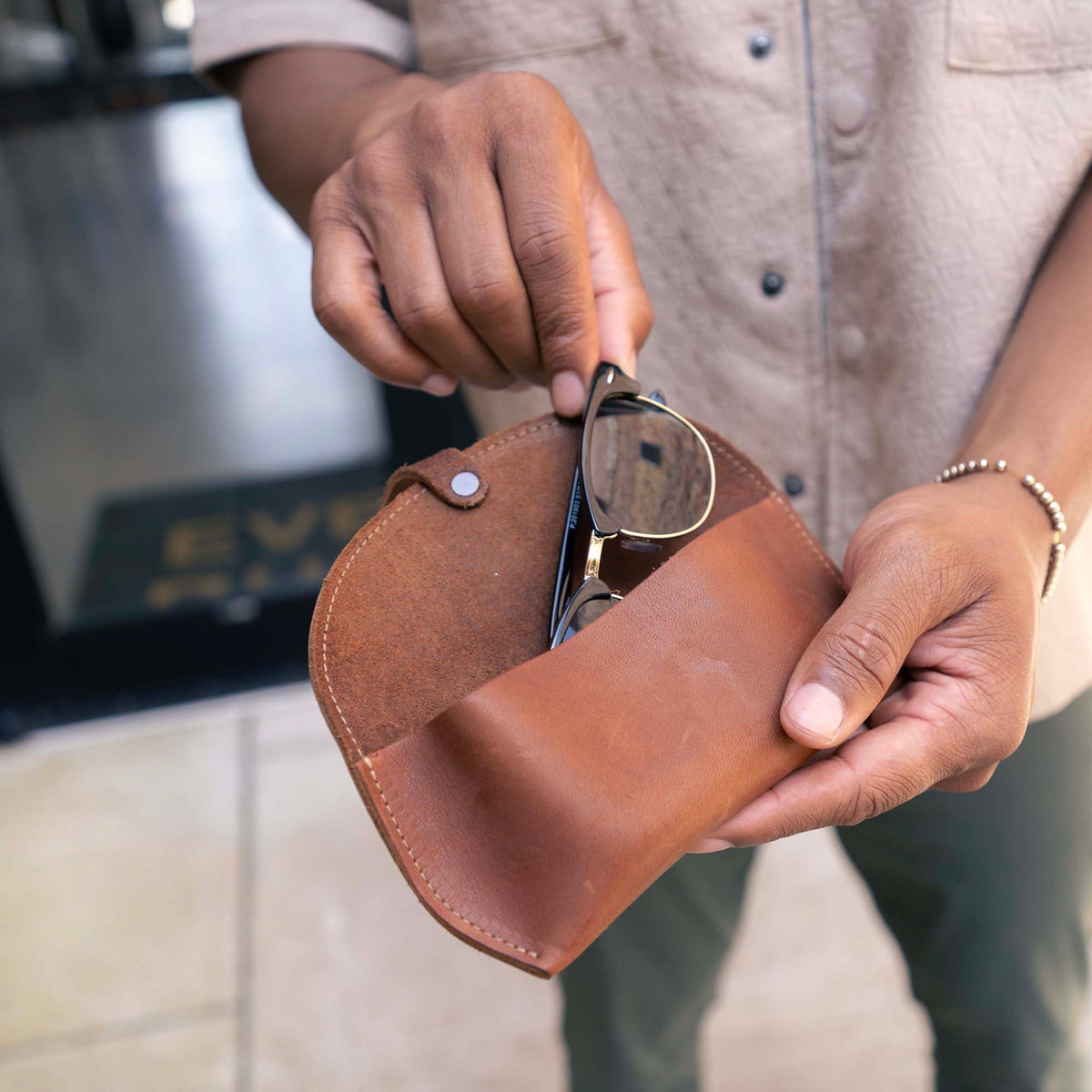 The Aviator Personalized Fine Leather Sunglass Case