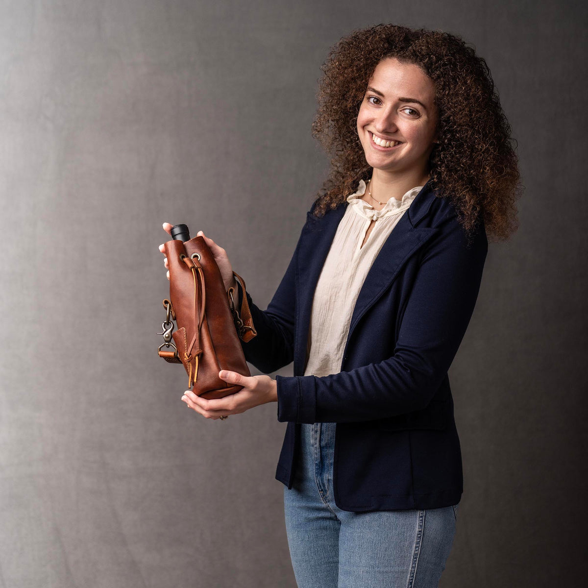 The Muscadine Personalized Fine Leather Wine Tote Wine Bottle Carrier Bag