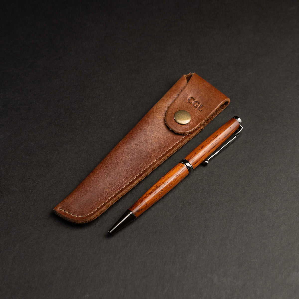 Hand-Turned Rose Wood Comfort Style Pen + Pen Sleeve