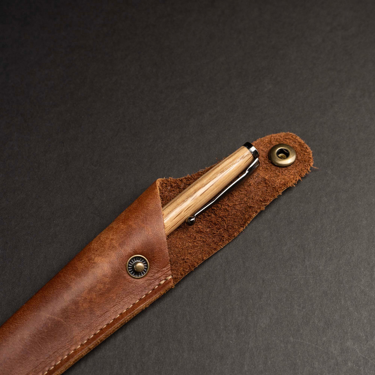 Hand-Turned Tennessee Whiskey Barrel Wood Comfort Style Pen + Pen Sleeve