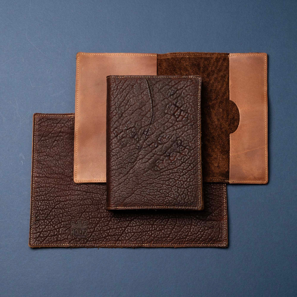 Personalized Leather Journal with Shrunken Bison Leather Cover - The Scholar