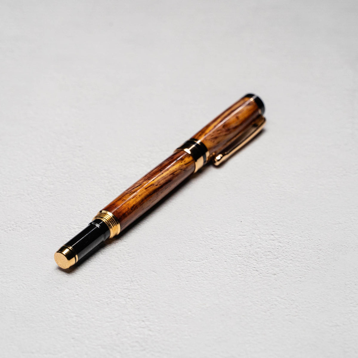 Hand-Turned Rosewood Rollerball Pen + Fine Leather Pen Sleeve