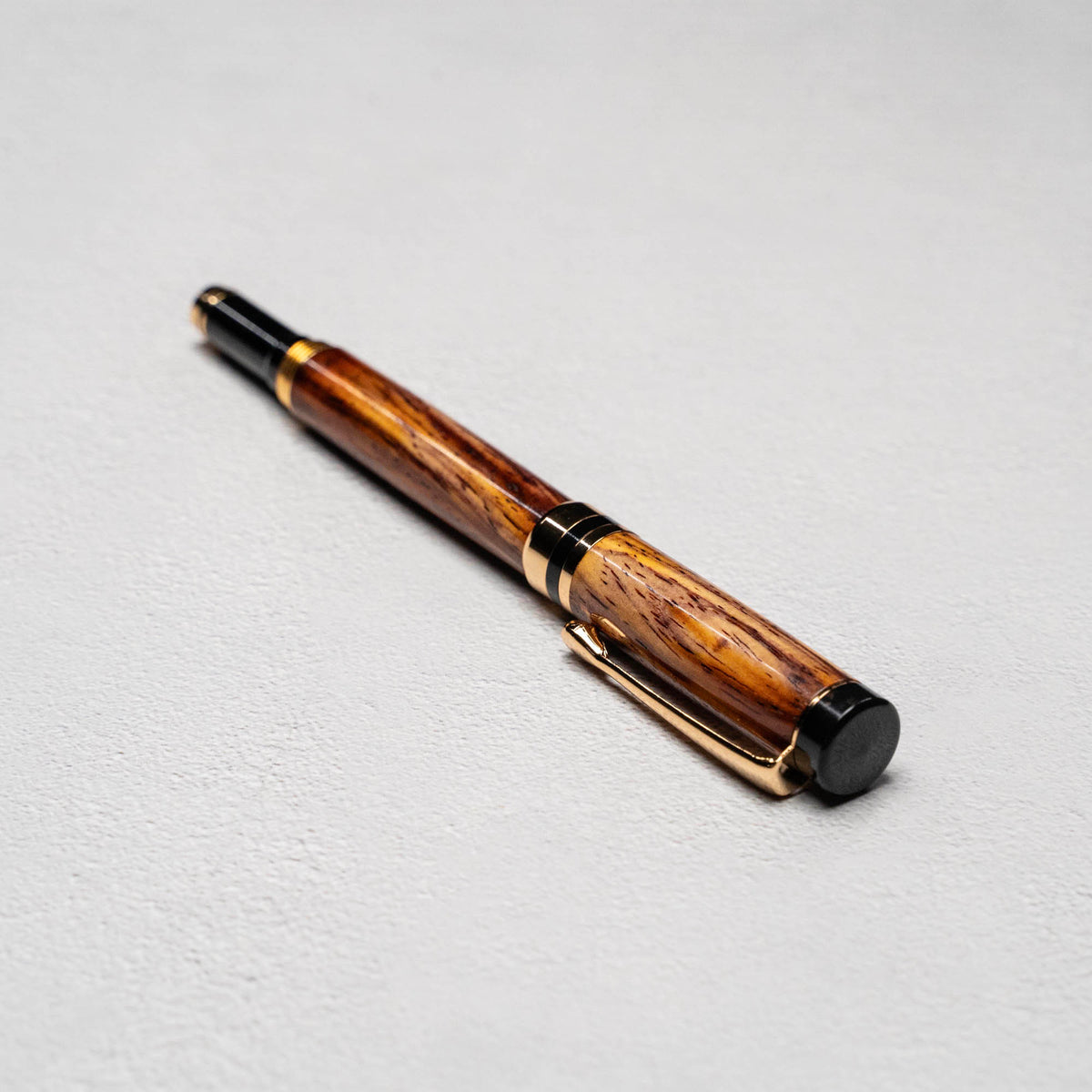 Hand-Turned Rosewood Rollerball Pen + Fine Leather Pen Sleeve