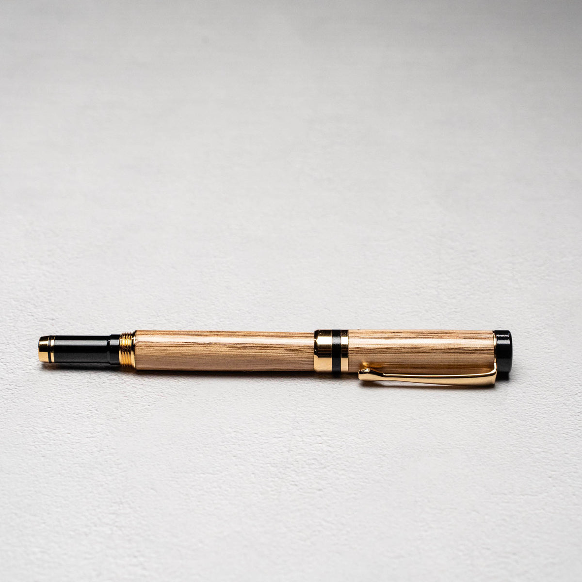 Hand-Turned Tennessee Whiskey Barrel Rollerball Pen + Fine Leather Pen Sleeve