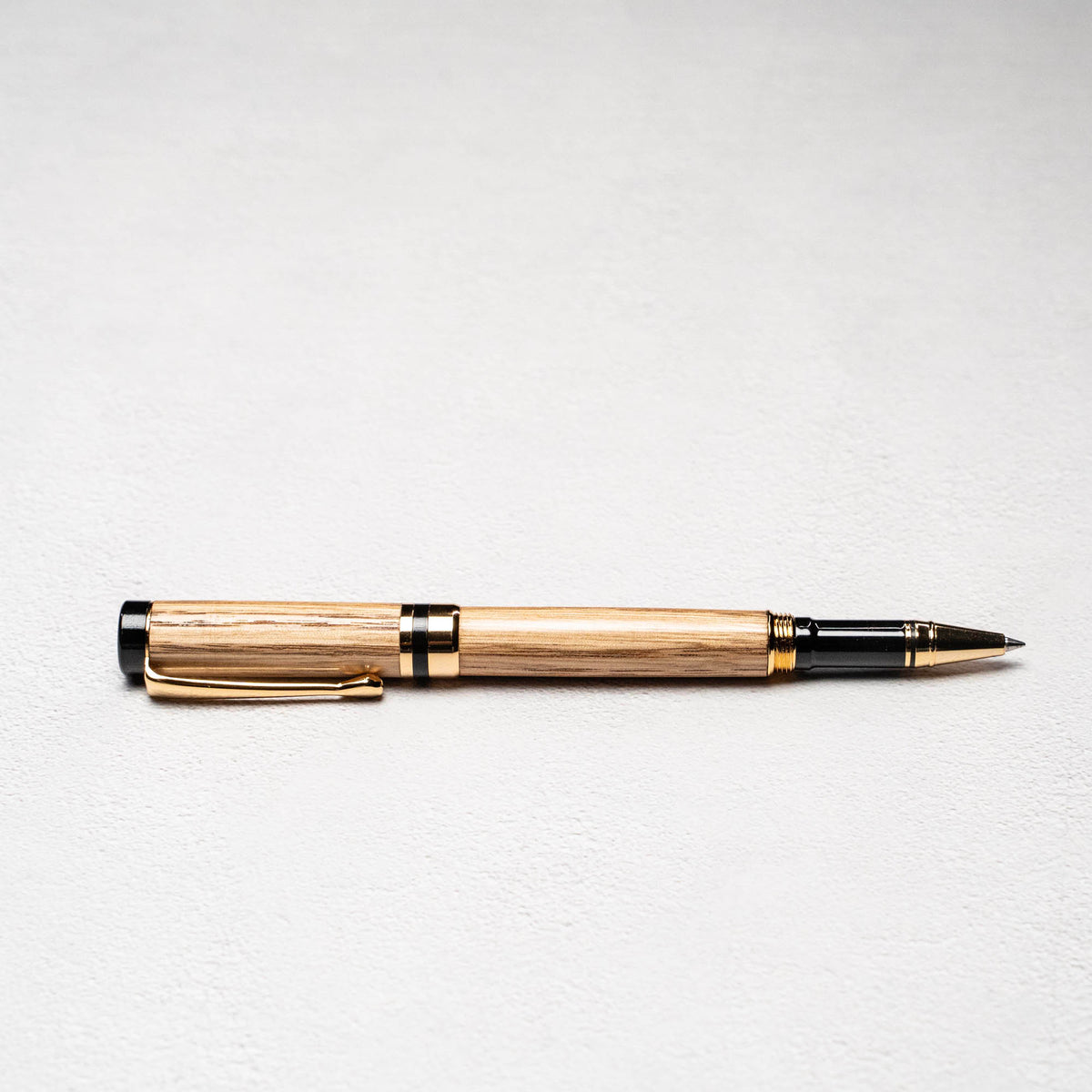 Hand-Turned Tennessee Whiskey Barrel Rollerball Pen + Fine Leather Pen Sleeve