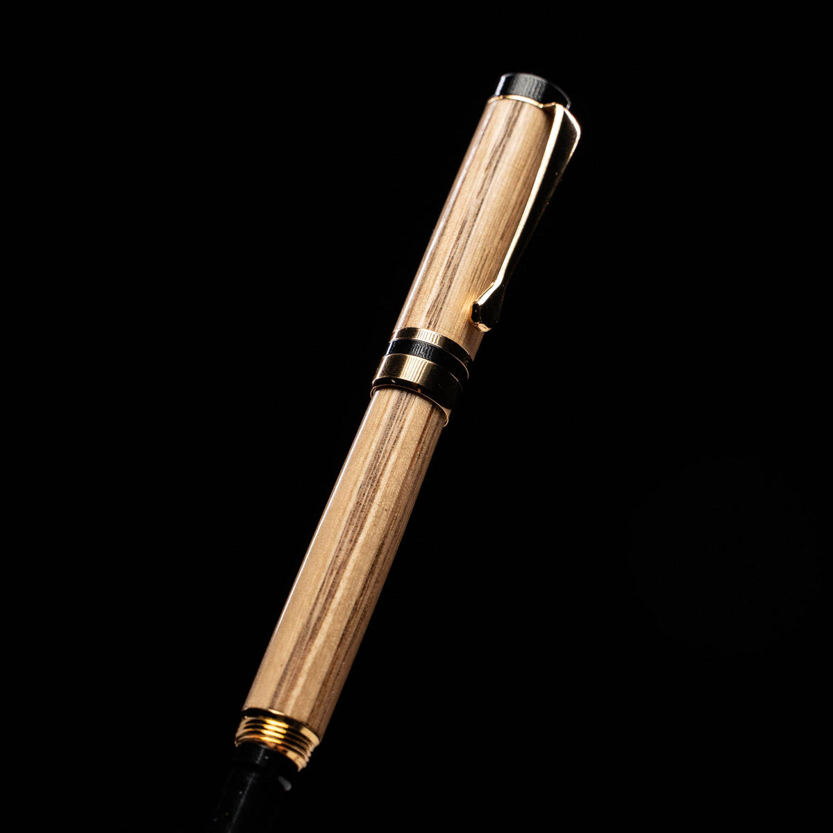 Hand-Turned Tennessee Whiskey Barrel Rollerball Pen + Fine Leather Pen Sleeve