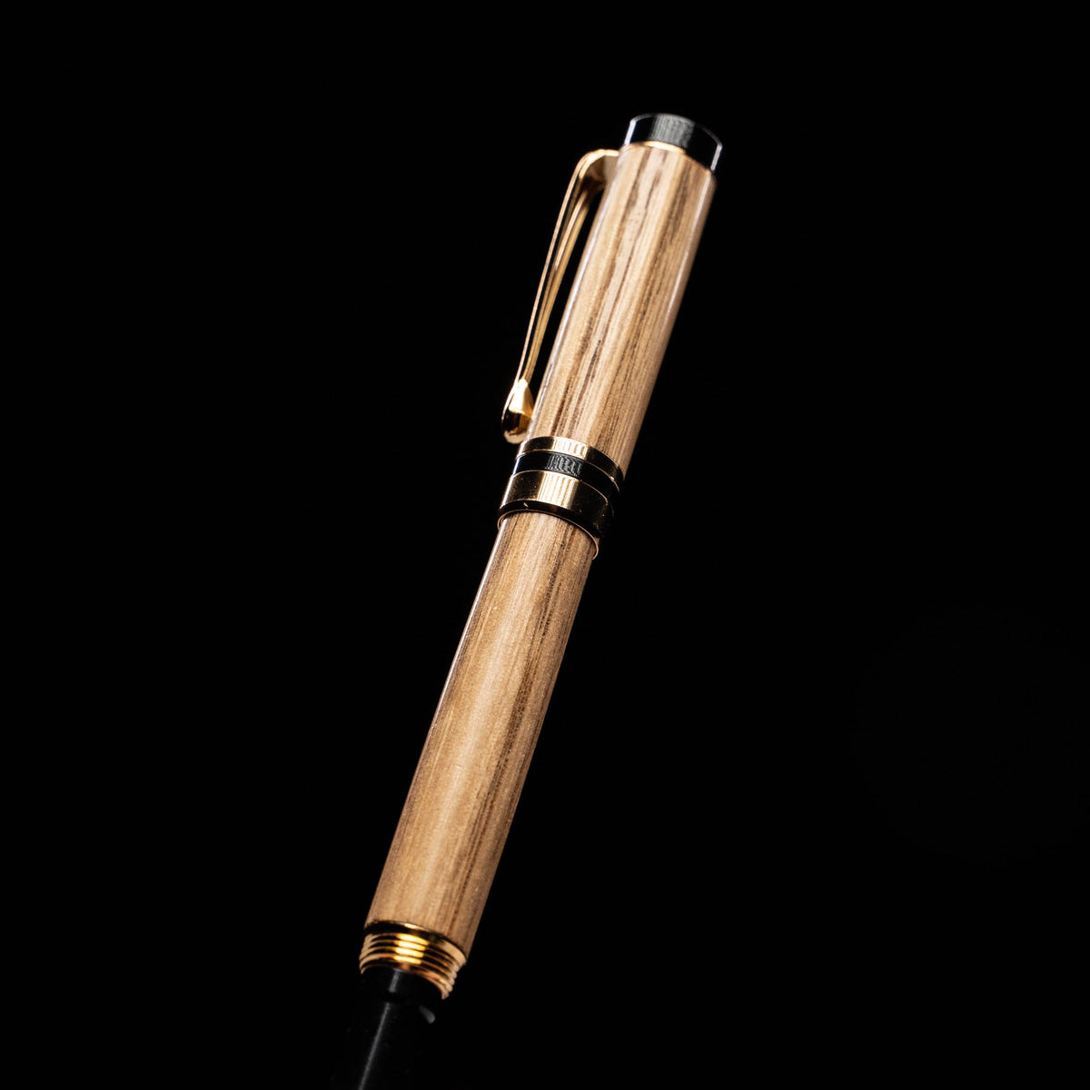 Hand-Turned Tennessee Whiskey Barrel Rollerball Pen + Fine Leather Pen Sleeve