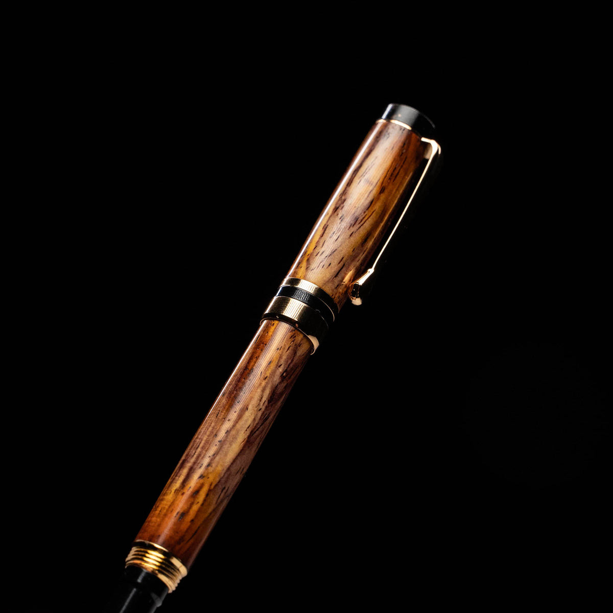 Hand-Turned Rosewood Rollerball Pen + Fine Leather Pen Sleeve