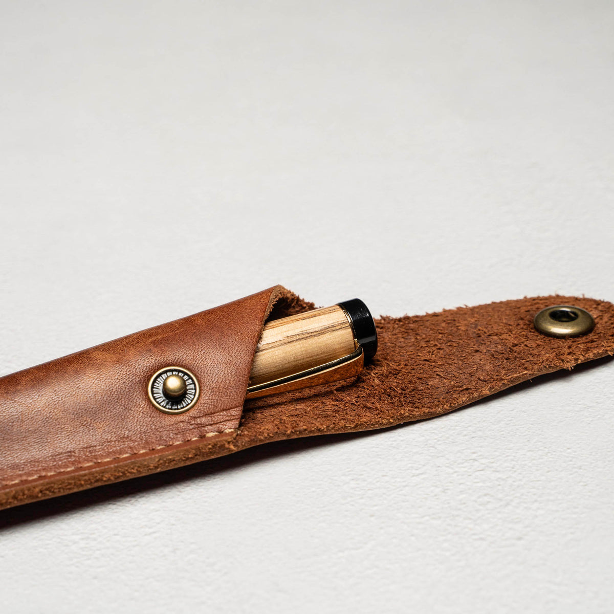 Hand-Turned Tennessee Whiskey Barrel Rollerball Pen + Fine Leather Pen Sleeve