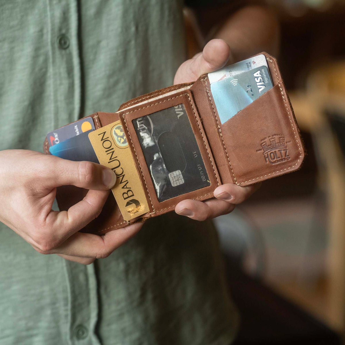 The Trifecta Personalized Leather Tri-Fold Wallet with ID Slot
