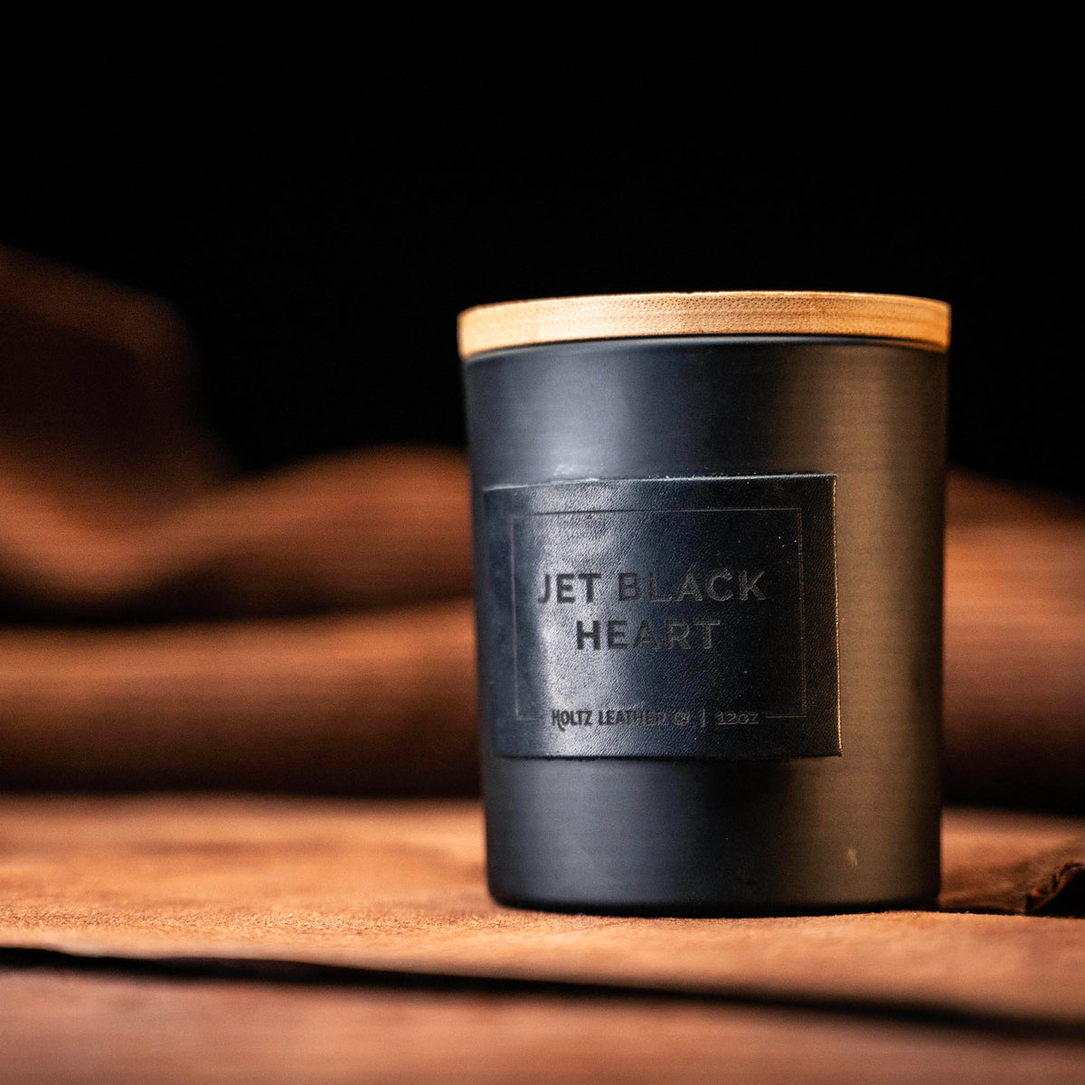 Jet Black Heart - Smolder Luxe Masculine Scented Leather Patch Candle