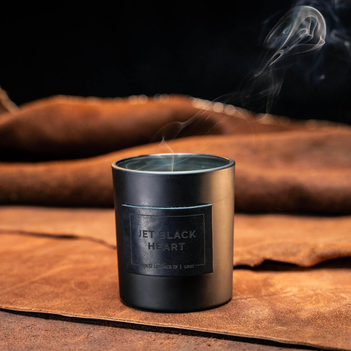Jet Black Heart - Smolder Luxe Masculine Scented Leather Patch Candle