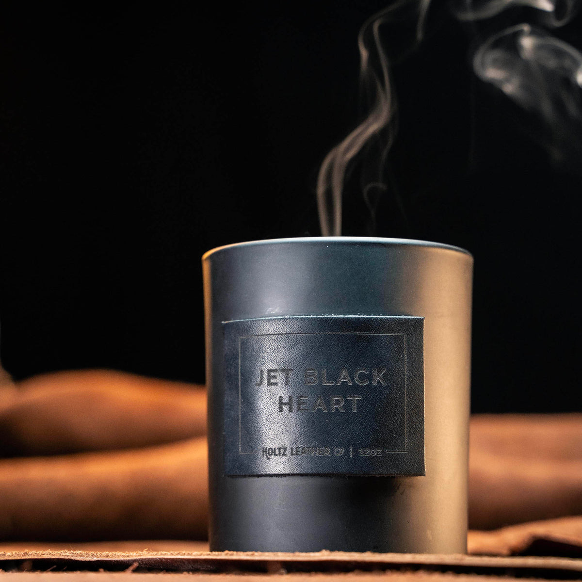 Jet Black Heart - Smolder Luxe Masculine Scented Leather Patch Candle