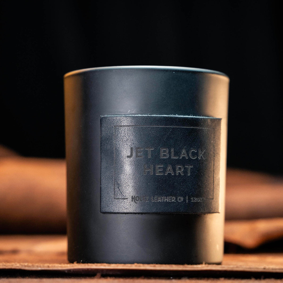Jet Black Heart - Smolder Luxe Masculine Scented Leather Patch Candle