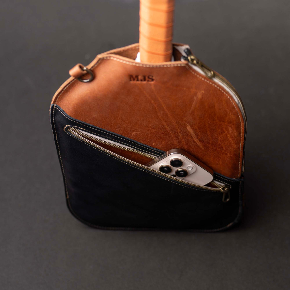 The Avery Personalized Leather Pickleball Sleeve Cover