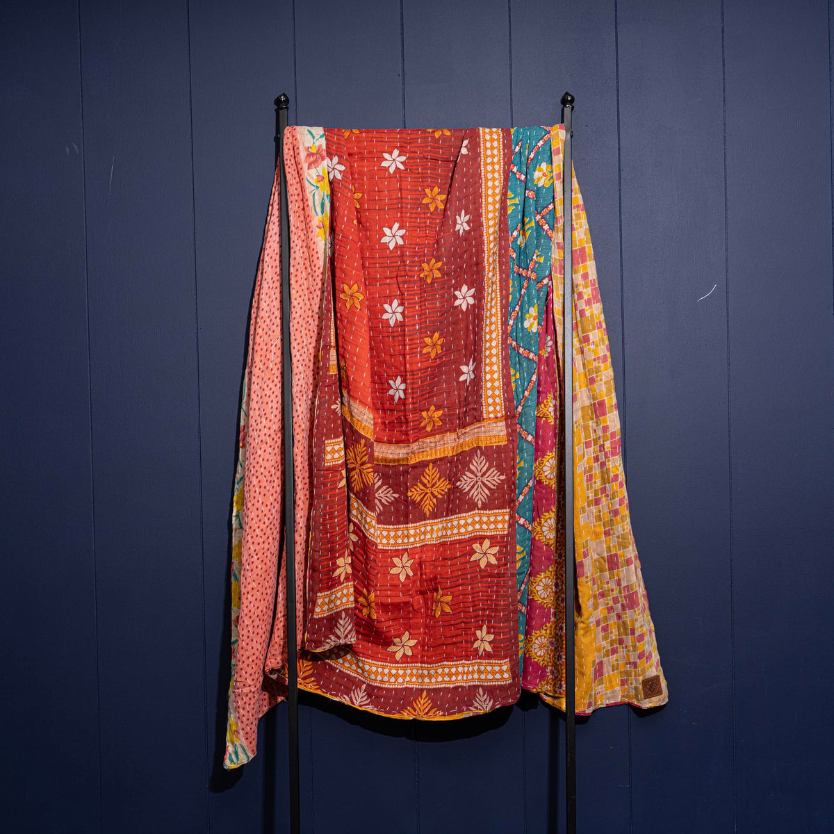 Kantha India Blanket One-of-a-Kind Handcrafted Quilted Pattern Throw – No. K-00608