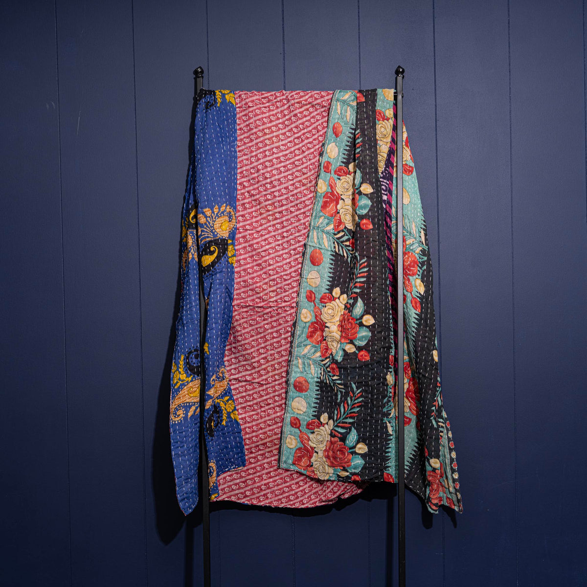 Kantha India Blanket One-of-a-Kind Handcrafted Quilted Pattern Throw – No. K-00610