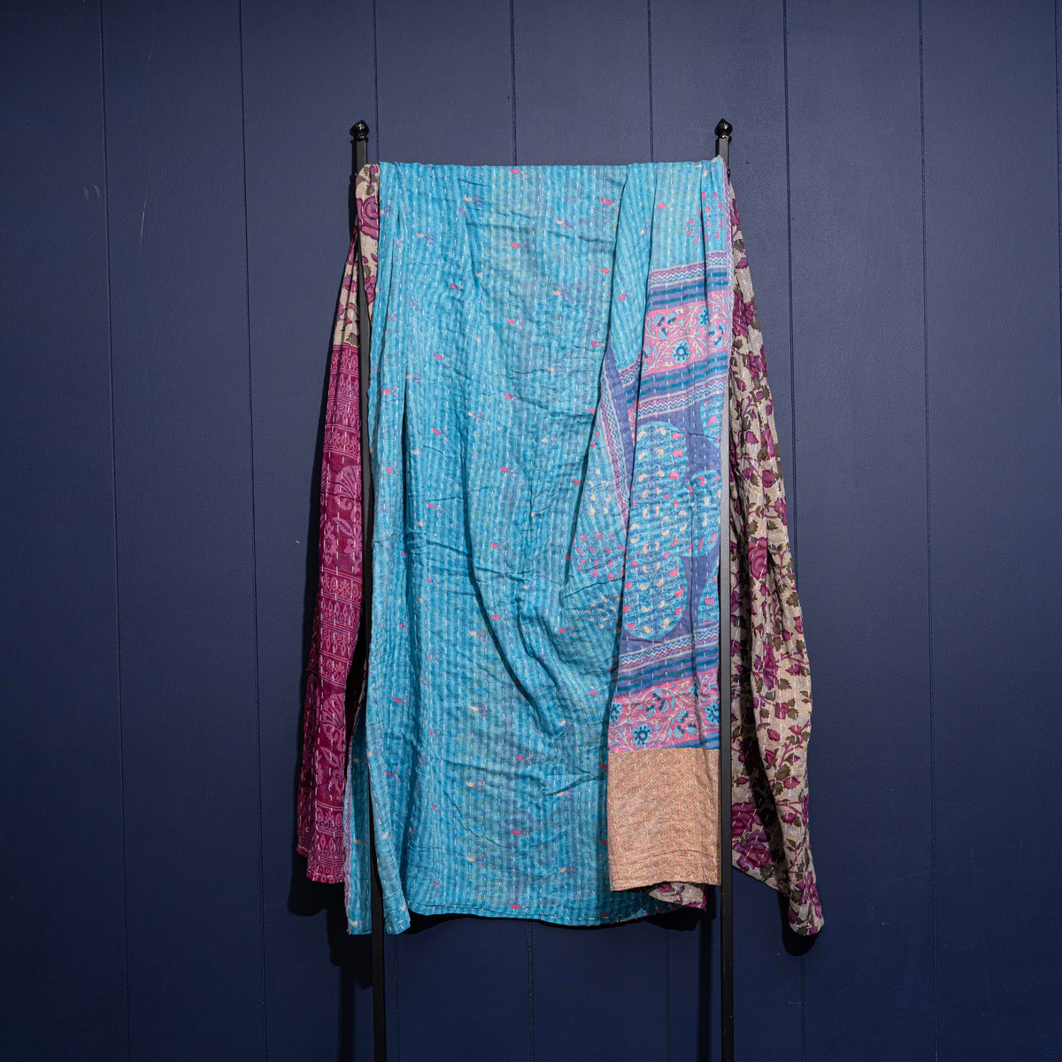 Kantha India Blanket One-of-a-Kind Handcrafted Quilted Pattern Throw – No. K-00613